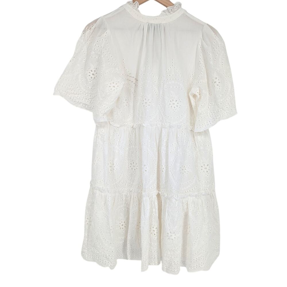 Tuckernuck Crawford Eyelet Mini Dress Small White Tiered Preppy Coastal NWT - Picture 5 of 6